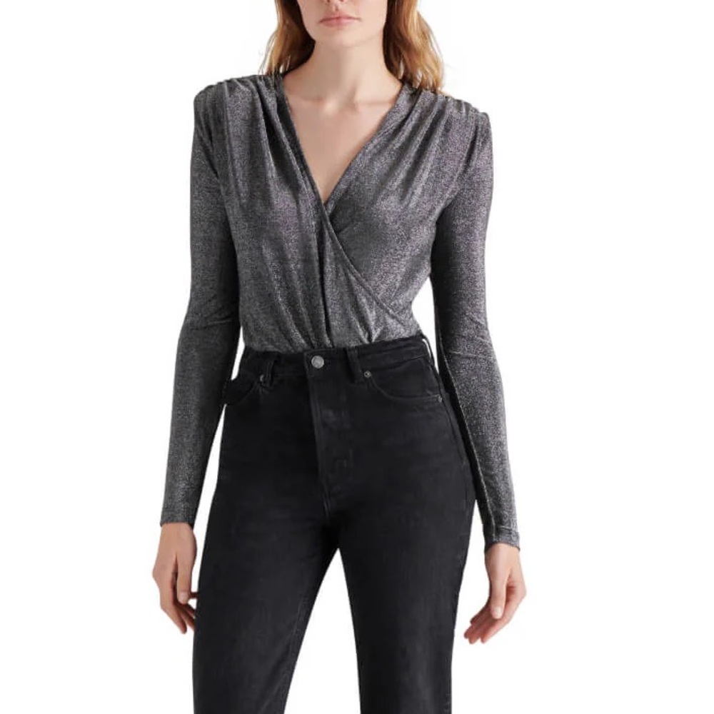 Steve Madden Melvina Sparkle V Neck Bodysuit